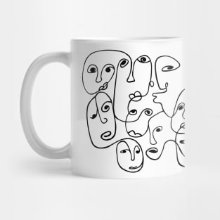 Abstract Faces Line Drawing Mug